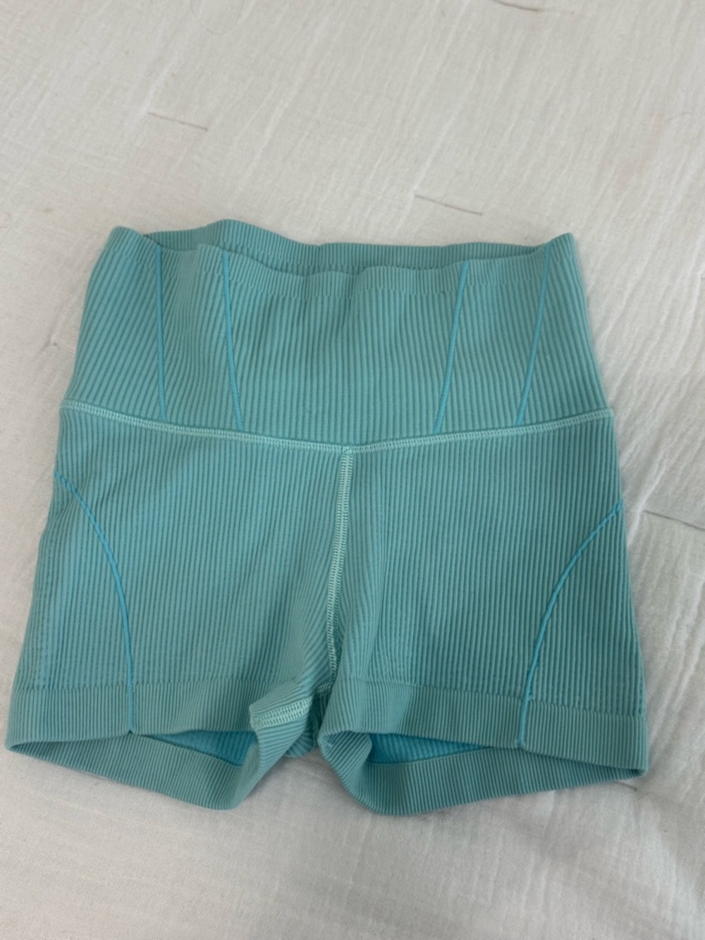 Aerie Ribbed High-Waist Athletic Shorts - Aqua Blue